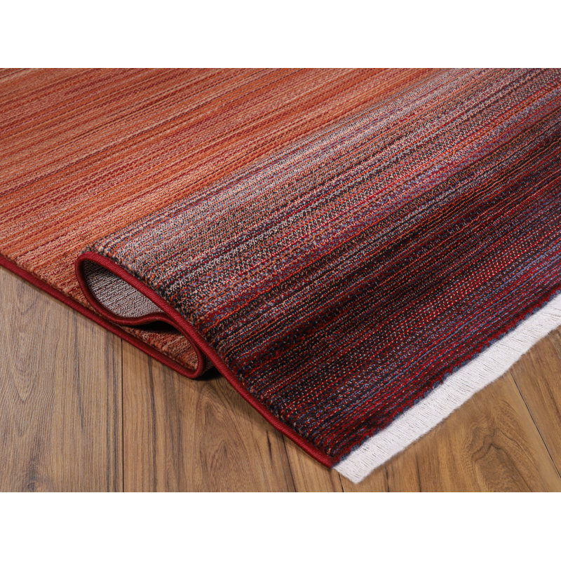 Tapis rouge / noir Carlitha, Rectangle 7 pi 7 po x 10 pi