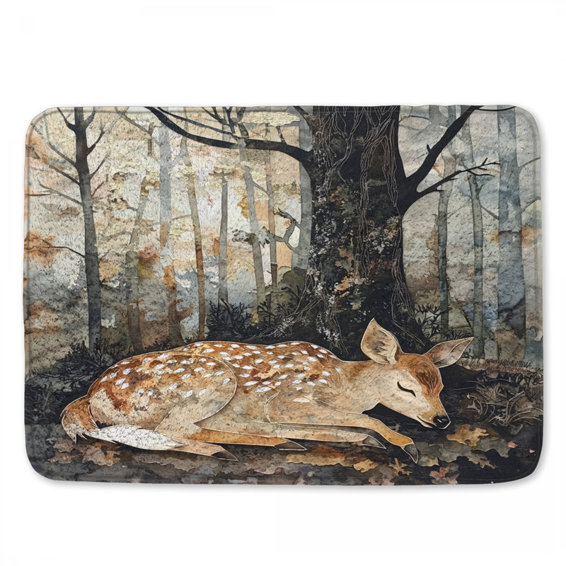 Tapis de bain fauve en forêt, L 34 po x L 21 po