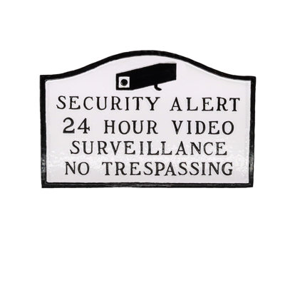 Security Alert Small Soft Arch Statement Plaque - White/Black