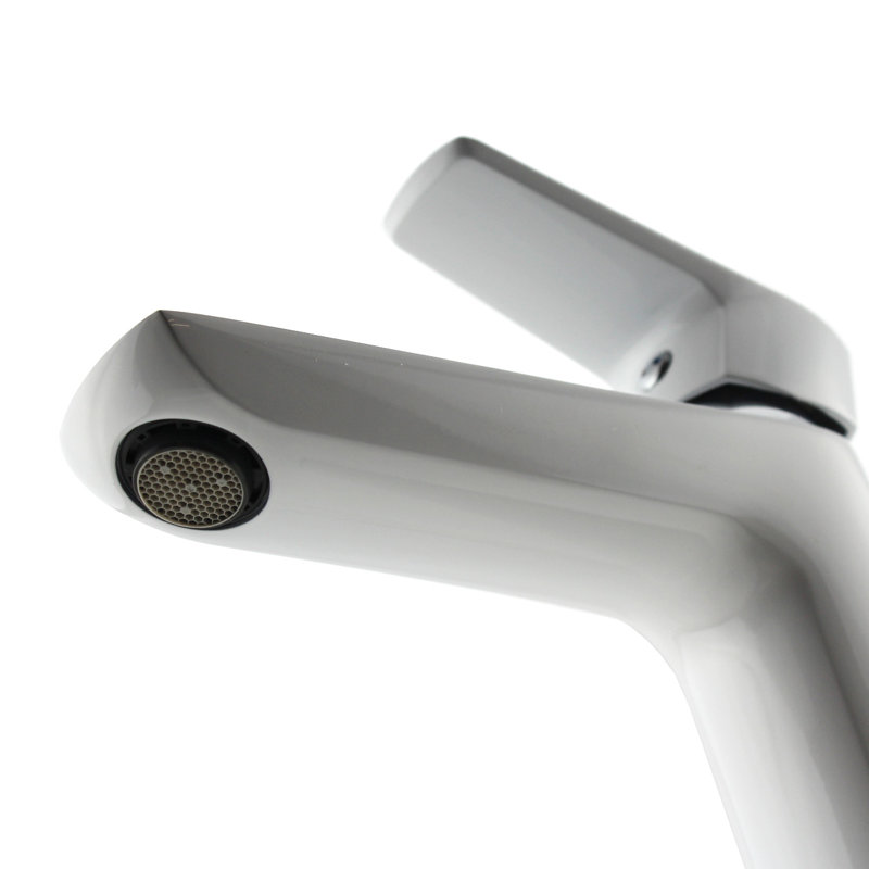 Single-Hole Single-handle Bathroom Faucet, White/Chrome