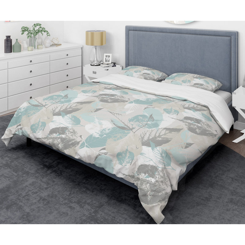 Ensemble de housse de couette Mid-Century Retro Foliage I, Housse de couette très grand + 2 taies décoratives