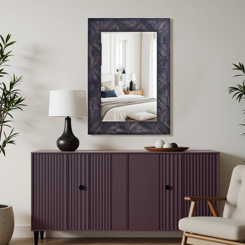 Miroir mural rectangulaire en bois; miroir de salle de bain / meuble-lavabo; miroir mural plat