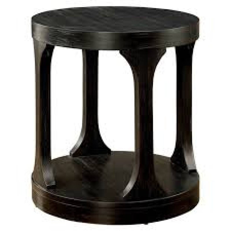 Table basse de style transitionnel avec finition noire antique et structure audacieuse avec tablette de rangement supplémentaire