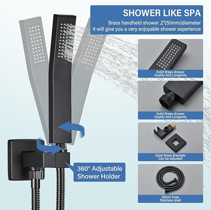 Ceiling Mounted Complete Shower System with Rough-in Valve with 12 Inches Rain Shower Head