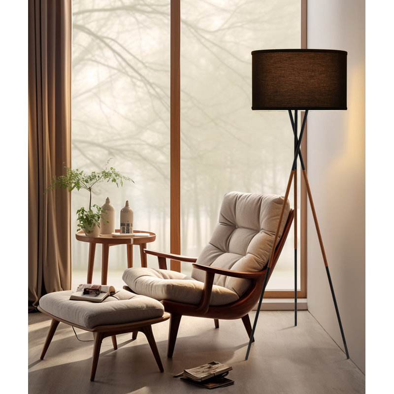 Maelah 60'' Black Tripod Floor Lamp