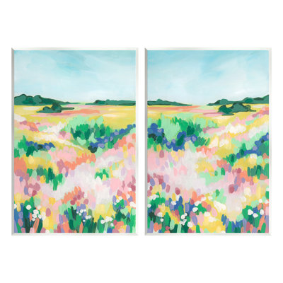 Ensemble de 2 plaques murales Modern Country Meadow par June Erica Vess