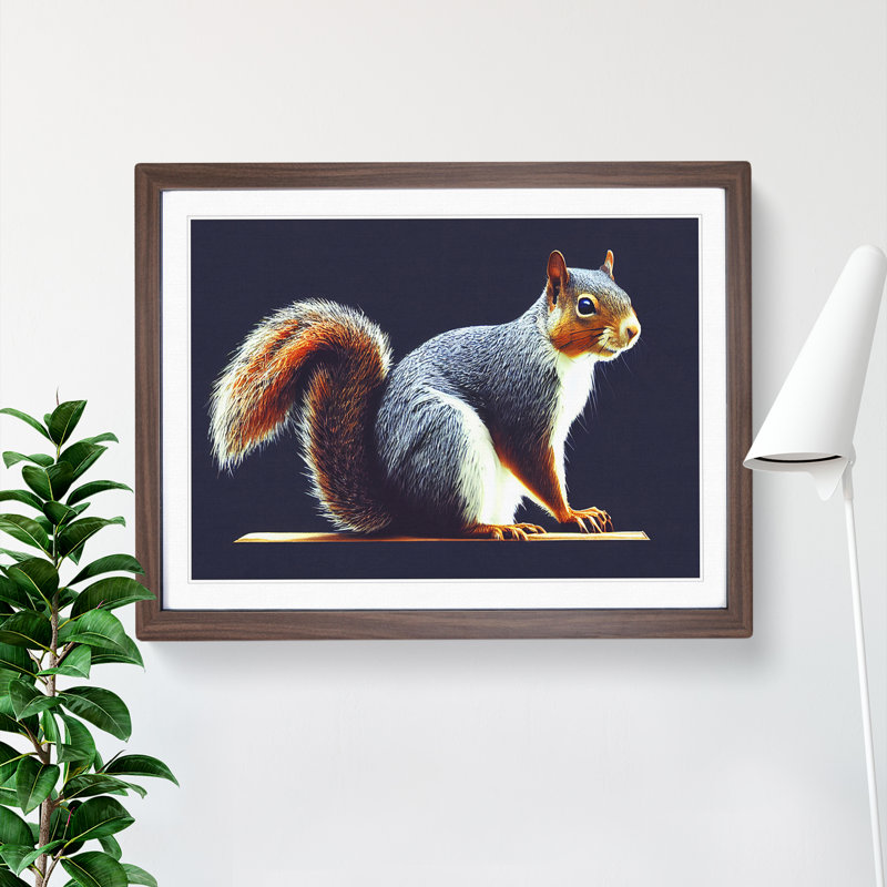Squirrel Portrait - Single Picture Frame Print, Walnut, 25cm H x 34cm W x 2cm D