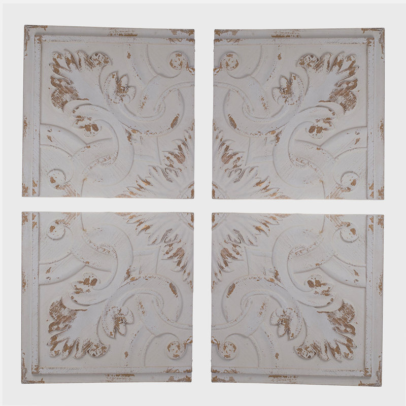 Panneaux muraux carrés en bois vieilli S / 4, 17,5 x 17,5 po