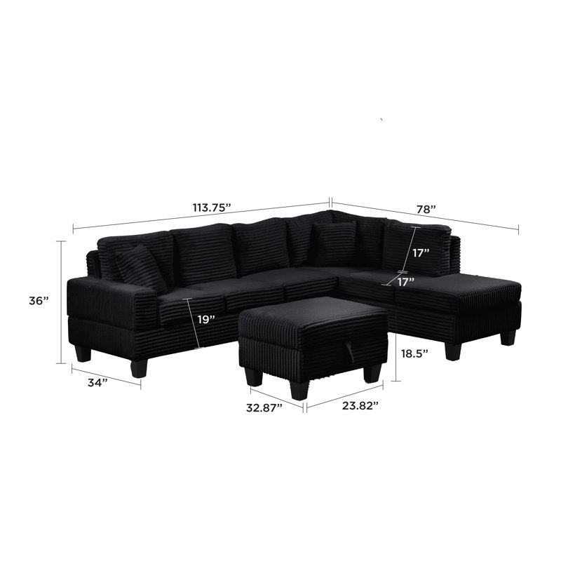 Canapé modulaire Gossett - noir