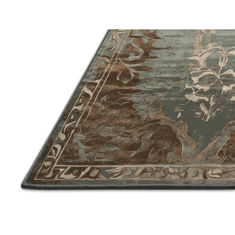 Tapis gris soyeux et moelleux, Rectangle 7 pi x 9 pi
