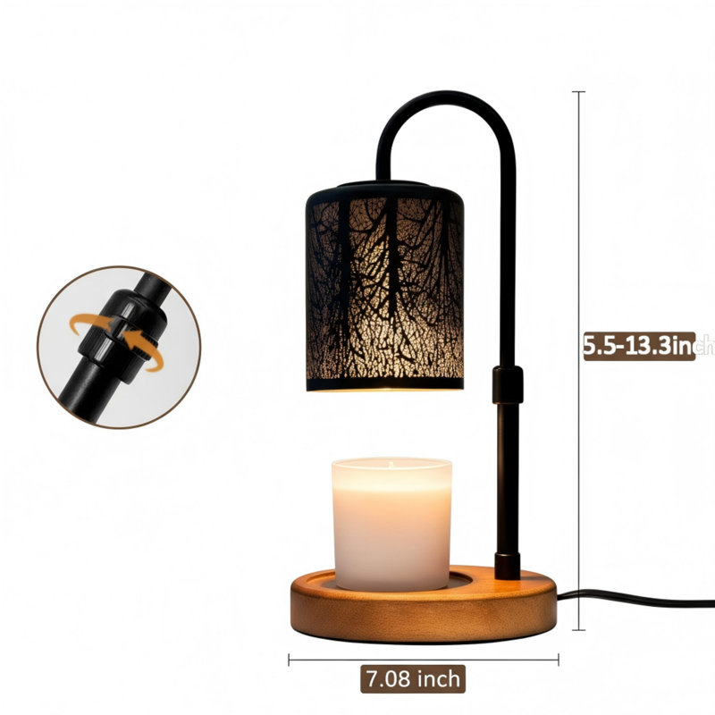 Candles Warmer With Timer And Dimmer, Adjustable Height Candle Melter, Electric Wax Warmer Vintage Home Decor For Jar Candles,2 Bulbs，Black
