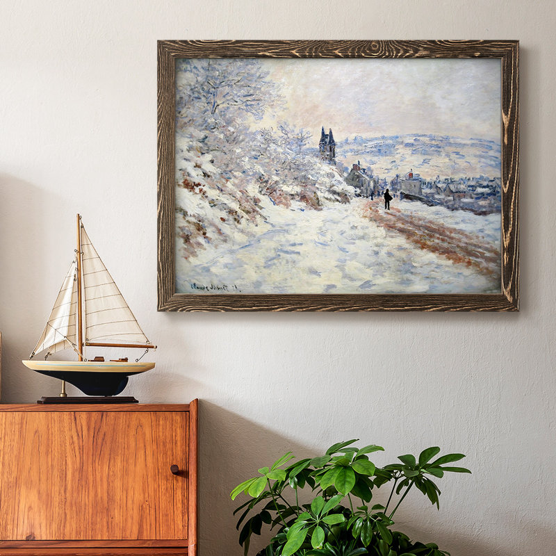 «The Road To Vetheuil, Snow Effect, 1980», reproduction d'art sur toile, Noyer, H 14 po x l 20 po x P 1,5 po