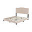 Lit plateforme tapissier grand avec motif de rivets, lit plateforme moderne en velours avec tête de lit capitonnée, beige-1883005057-1883005070