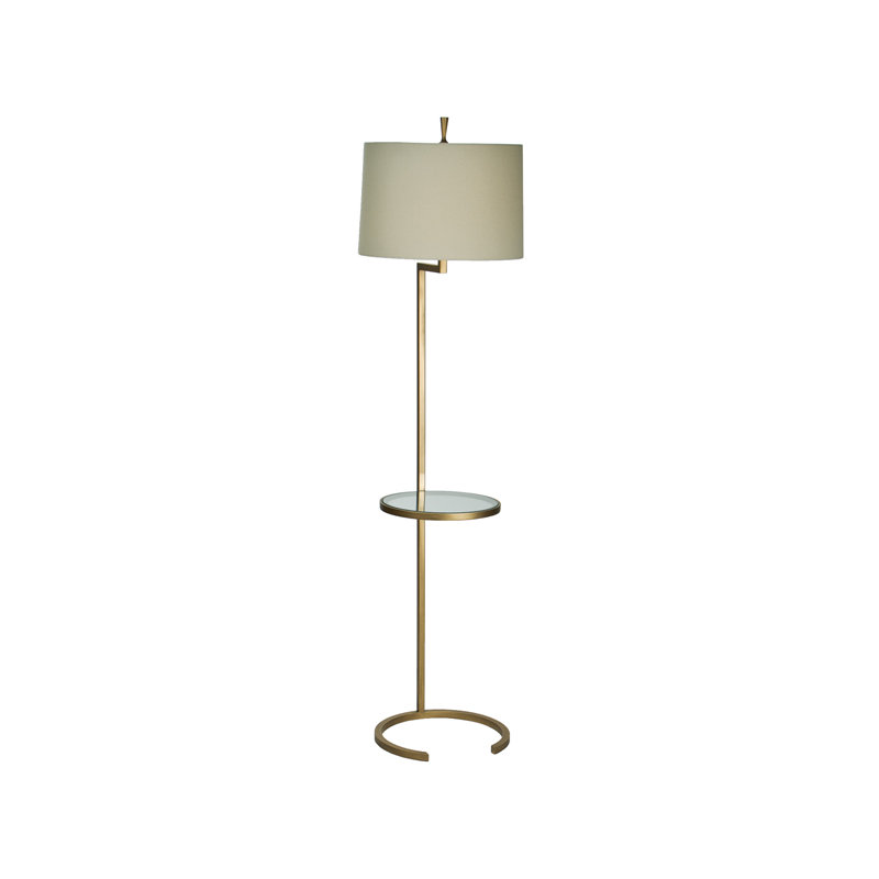 Crescent Tray Table Floor Lamp, Gilded Iron, Gray