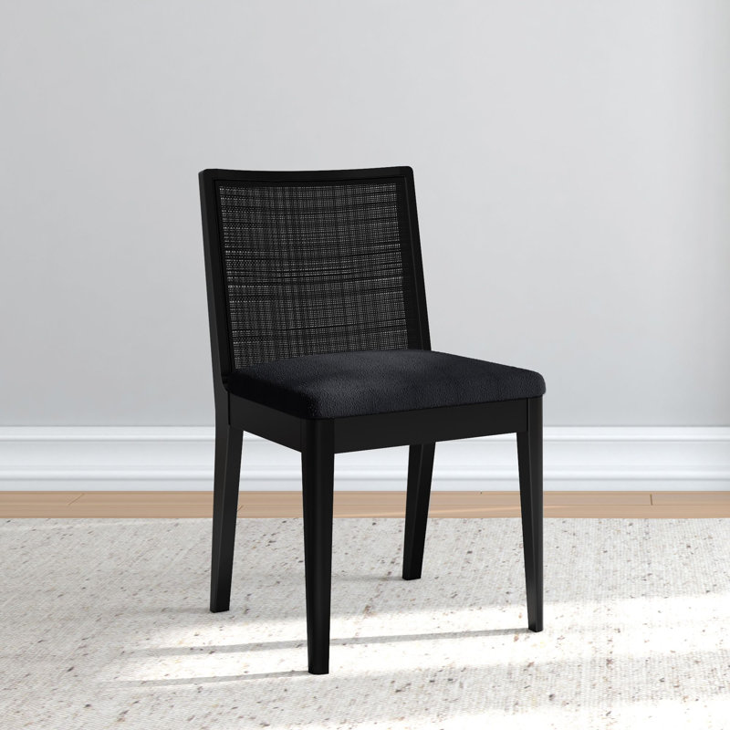 Chaise de salle à manger Elio, Noir / noir bouclé