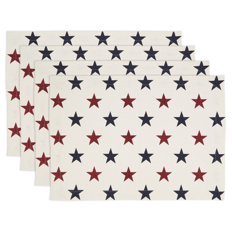Americana Stars Placemat (Set of 4) – Patriotic Star Pattern Table Linen for Memorial Day, Fourth of July & Everyday Entertaining