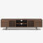 Meuble télé 86 po Mid-Century avec armoire de rangement à persiennes, console média en noyer