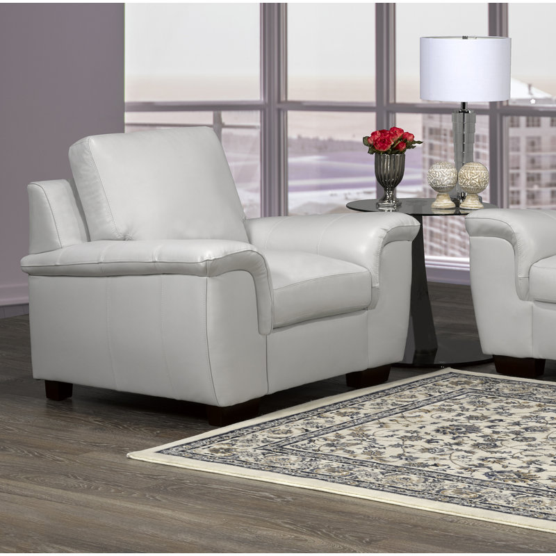 Fauteuil Eirwyn, Cuir gris argenté