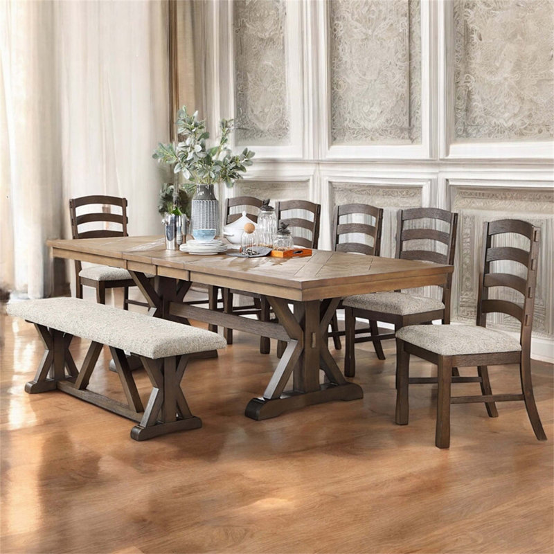 Ensemble de chaises d'appoint 2 pièces Traditional Classic Classic avec finition brun rustique et coussin de siège rembourré gris pour une assise confortable