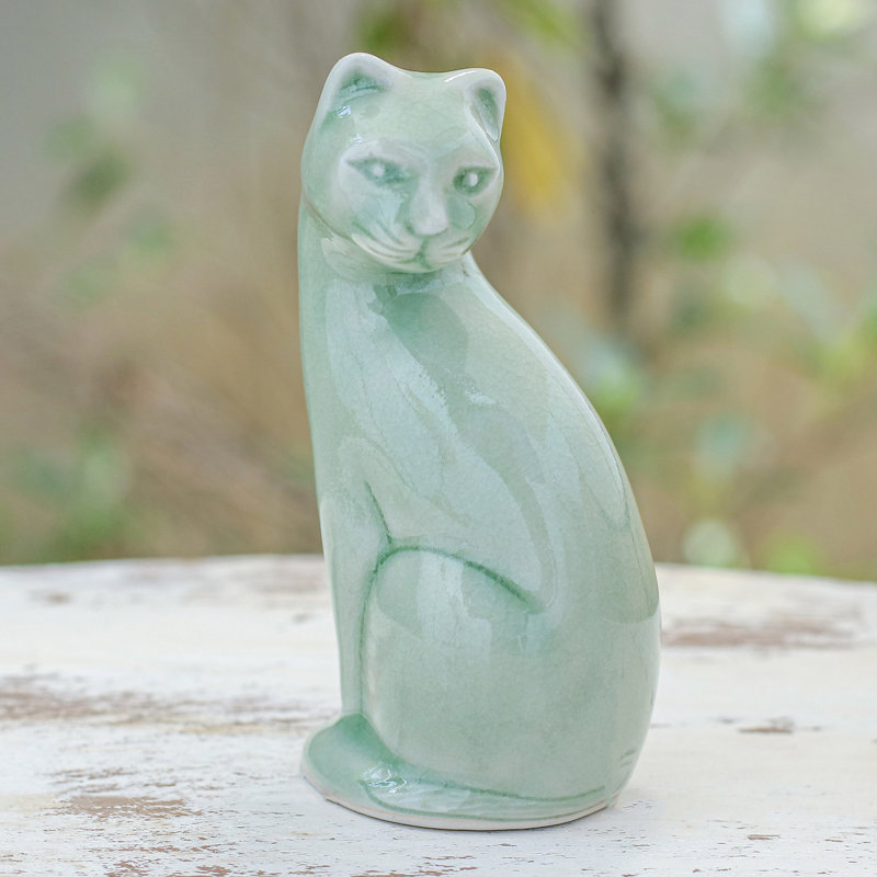 Handmade Ceramic / Porcelain Figurine / Sculpture Decorative Object, Green