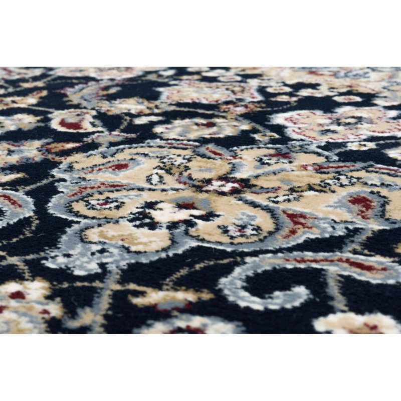 Tapis bleu/ivoire Attell, Rectangle 3 pi 11 po x 5 pi 7 po