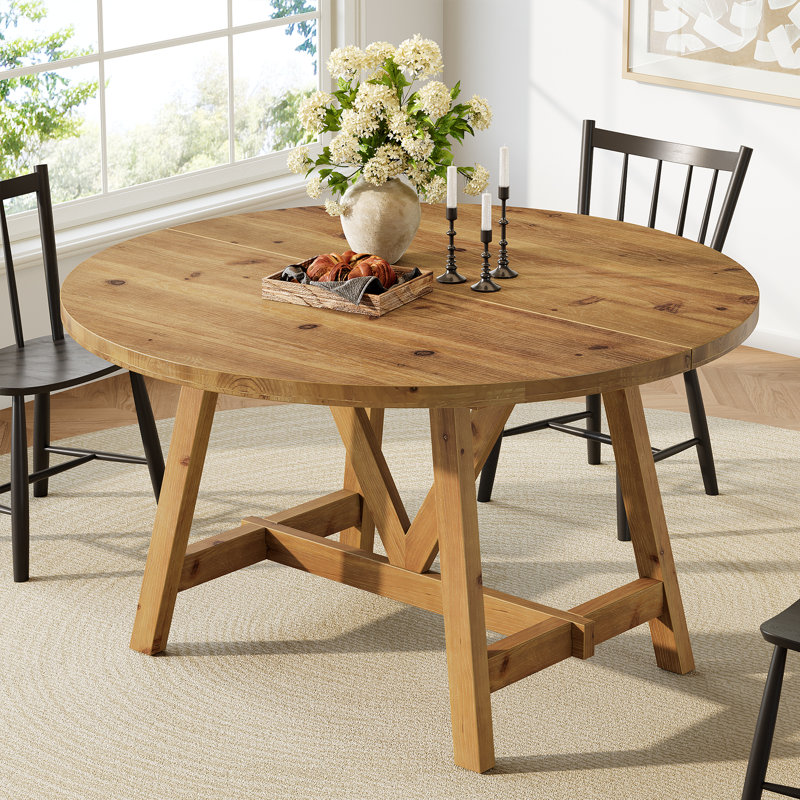 47-inch Solid Wood Round Dining Table, Seats 4-6