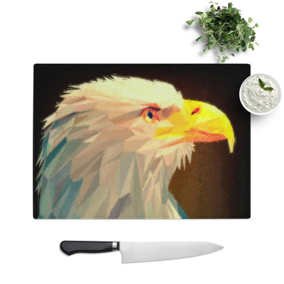 Glass Geometric Bald Eagle Bird in Abstract Chopping Board