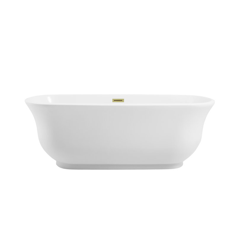 Chaylynn 67'' x 31'' Soaking Acrylic Bathtub, Brushed Gold