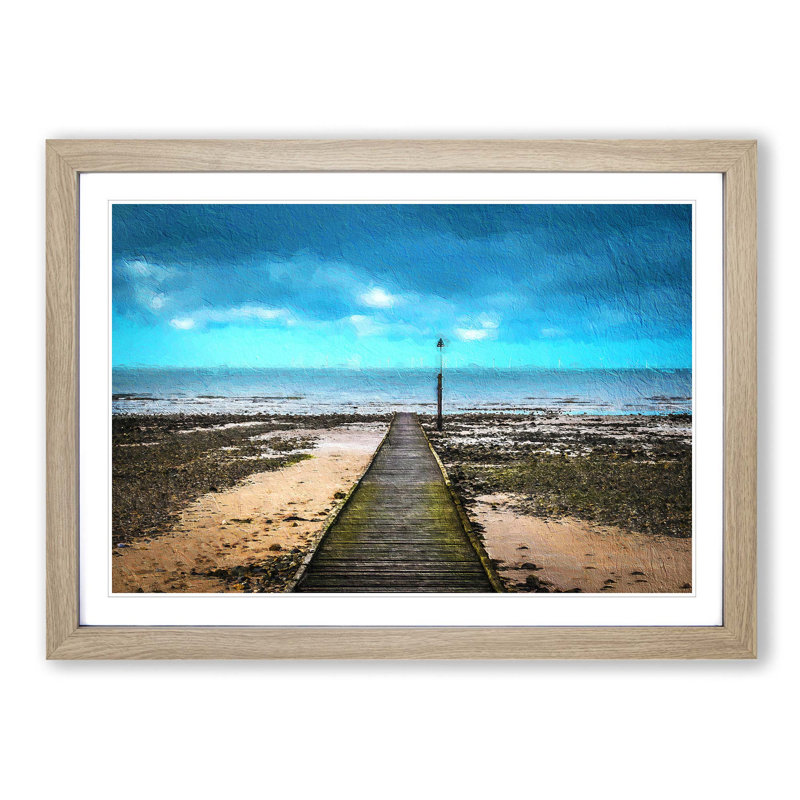 Path to the Sea in Llandudno Wales - Framed Print, 27cm H x 36cm W x 2cm D, Oak Framed