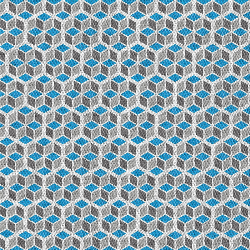 Tapis gris/bleu ciel à motifs, Carré 5 pi