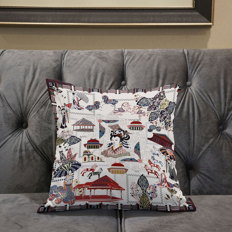 Housse et insert de coussin décoratif en polyester, 16 po x 16 po, Rouge/noir