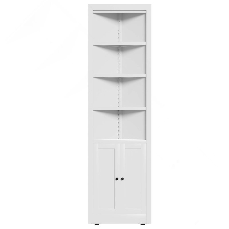 71-Inch Tall Corner 5-Tier Metal Storage Cabinet With 2 Doors & Adjustable Shelves For Pantry, Living Room, Bathroom, Laundry Room
