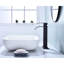 Robinet de lavabo de salle de bain avec bec cascade et poignée simple, finition noir mat, acier inoxydable manufacturé pour un bec de baignoire moderne, poignée de fonctionnement - débit d'eau, fabriqué-128812707