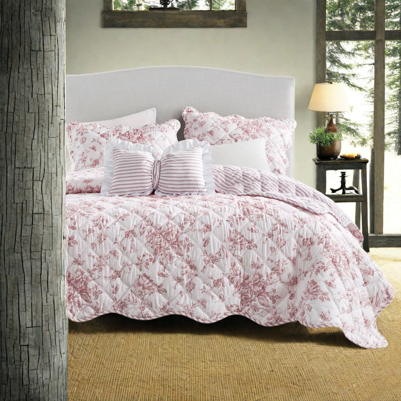 Ensemble de literie réversible pour très grand lit, doux chalet floral en polyester