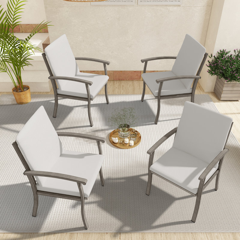Chaises de patio en aluminium 4 pièces avec coussins Colby, Gris pâle / gris