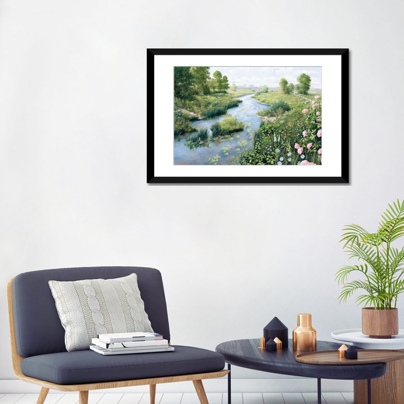 «Summer», reproduction sur toile, Papier d'art encadré noir, H 16 po x l 24 po x P 1 po, Blanc