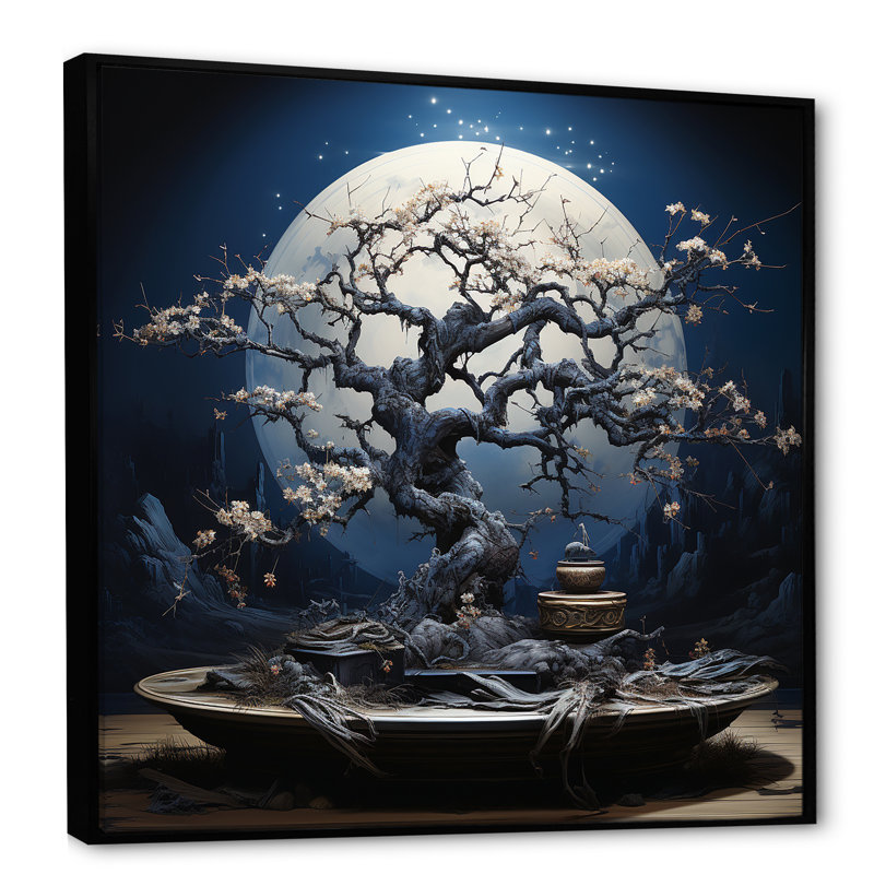 «White Bonsai Serenade 1», art mural blanc, Noir, H 36 po x l 36 po
