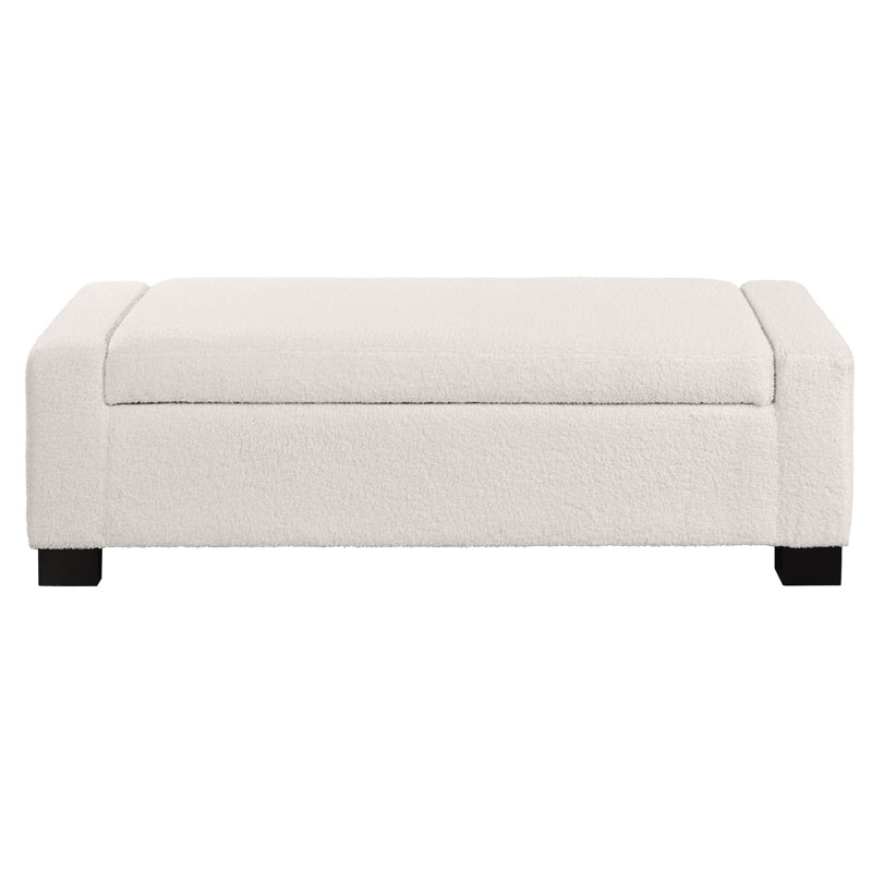 Jamih Upholstered Ottoman, Beige Boucle