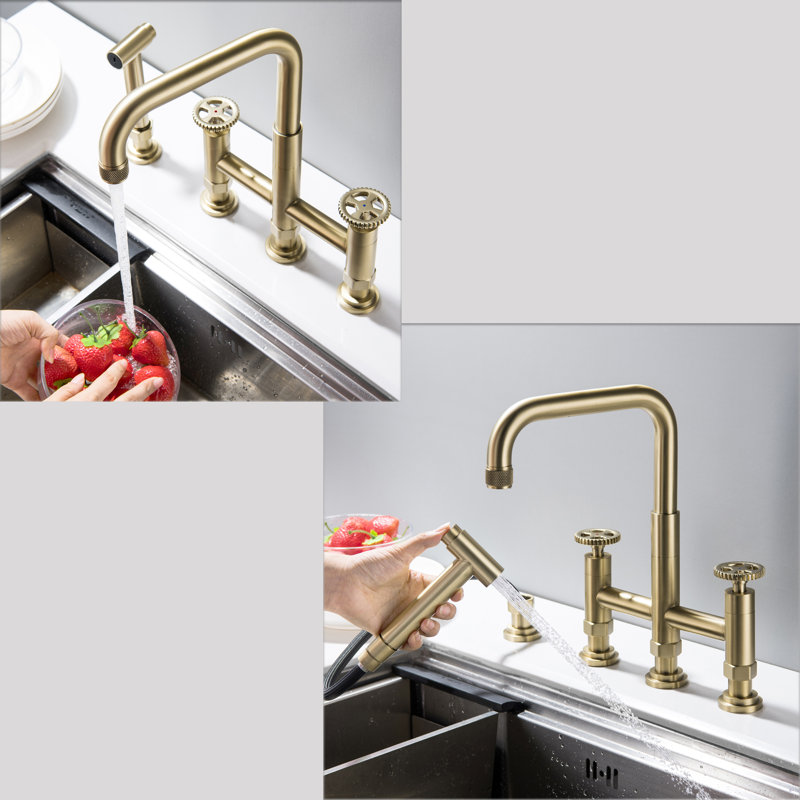 Selected Kitchen Faucet with Side Spray, Brushed Gold