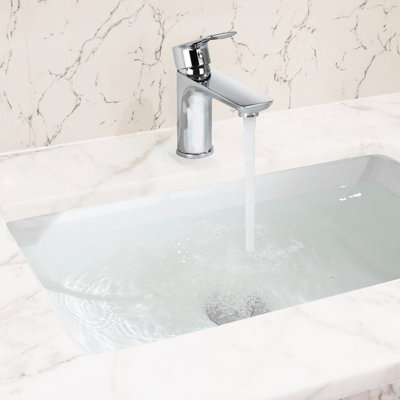 Brass Tap For Bathroom Sink - Single Handle, Soft Water Flow, Hot And Cold Faucet In Brass, Low Noise Aerator, &