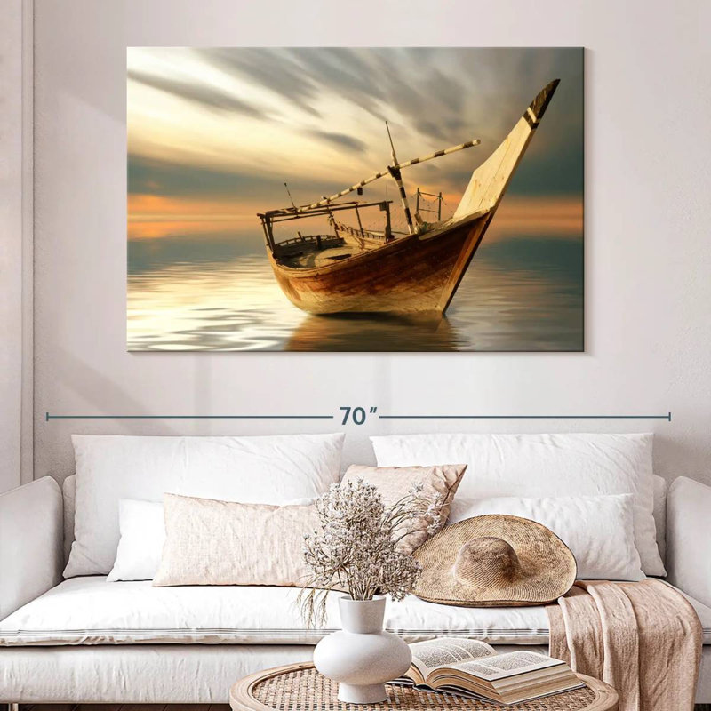 Mehar Boat In Sunset, 34" H x 51" W
