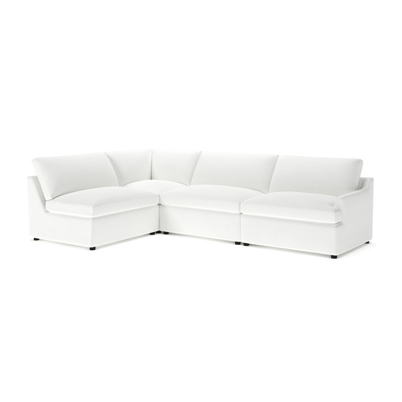 Canapé modulaire rembourré 4 pièces Essex, Mélange de lin performance John Flour, Orienté vers la gauche