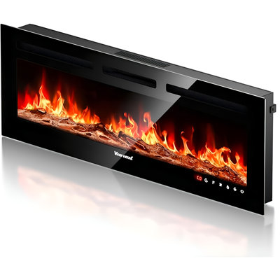 Electric Fireplace,Realistic Flame Electric Fireplace Heater,Log Set,Crystal Flames 750-1500W with Timer Inserts,Wall Mounted,TV Stand Touch Screen and Remote