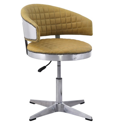 Tabouret confortable en cuir de curcuma avec base à 4 et option de rotation