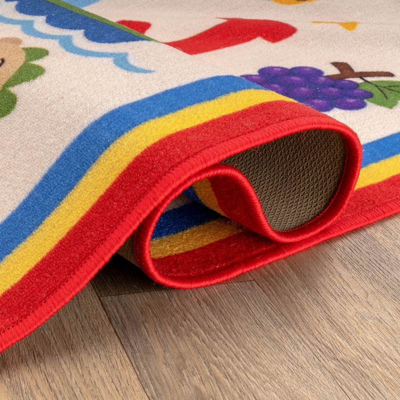 Alphabet animal ABC, tapis pour enfants, envers multi antidérapant, 7 pi 10 po x 10 pi