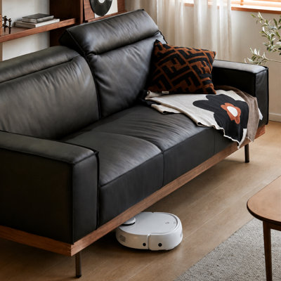 Modern Home Style Sofa with Soft Top Grain Genuine Leather Upholstered Cushions Comfortable and Durable Seating for Living Room