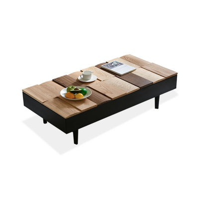Black Solid Wood Rectangular Coffee Table