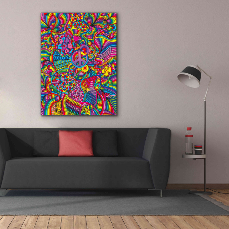 «Peace Sign Lines» par Howie Green, art mural sur toile, H 54 po x l 40 po x P 1,5 po