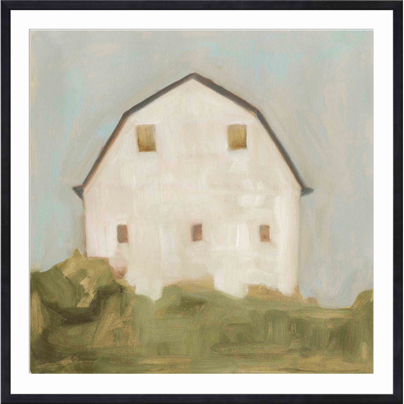 «Serene Barn III» par Emma Scarvey - peinture encadrée, H 36 po x l 36 po, Noir