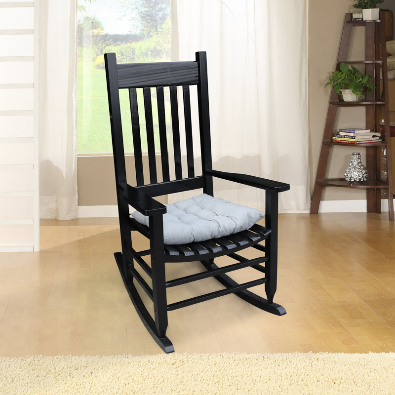 Chaise berçante en bois massif, Noir